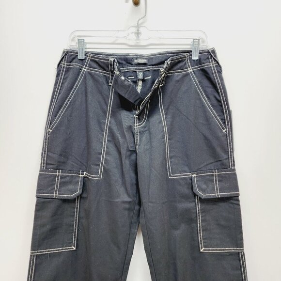 True Religion Cargo Pant Women Jet Black Size 27 Wide Leg Pockets New - Picture 10 of 14
